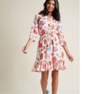 Modcloth sweets Cupcake Candy Print Ruffle Dress S